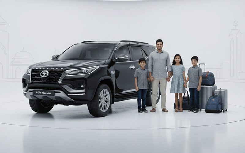 Family road trip vehicle ready for departure