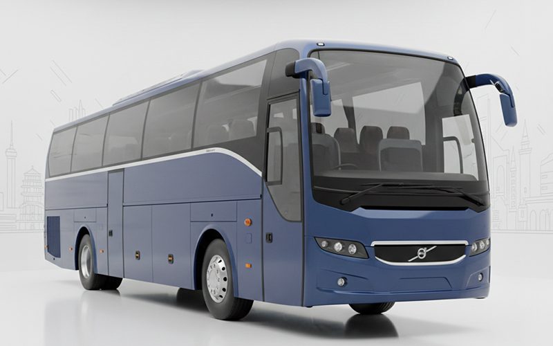 Tourist coach bus parked and ready for group travel