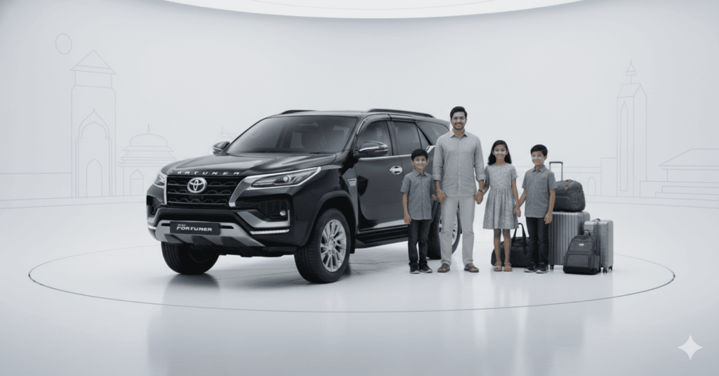 Family road trip vehicle ready for departure