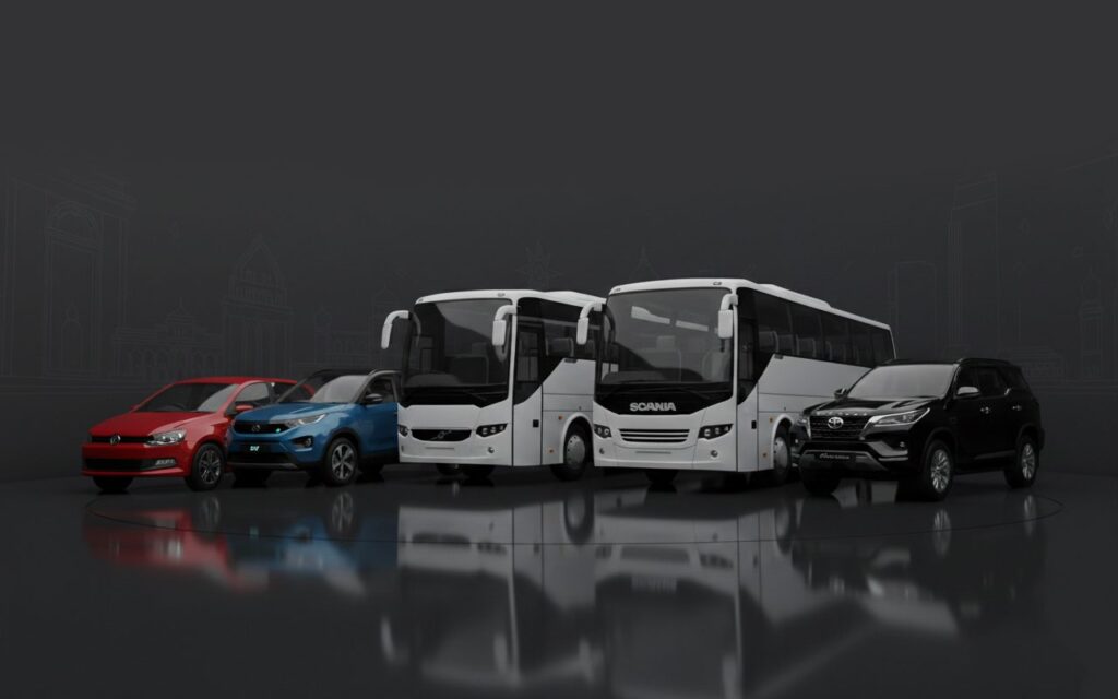 Professional transport service vehicles ready for booking